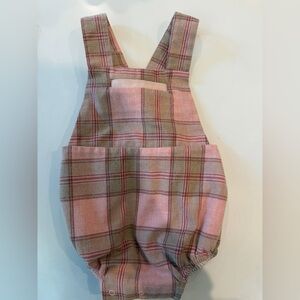 Charming Pink Plaid Baby Overalls